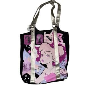 VTG Disney Tinkerbell Diva of Dazzle shoulder Bag Pink & Black w silver Straps